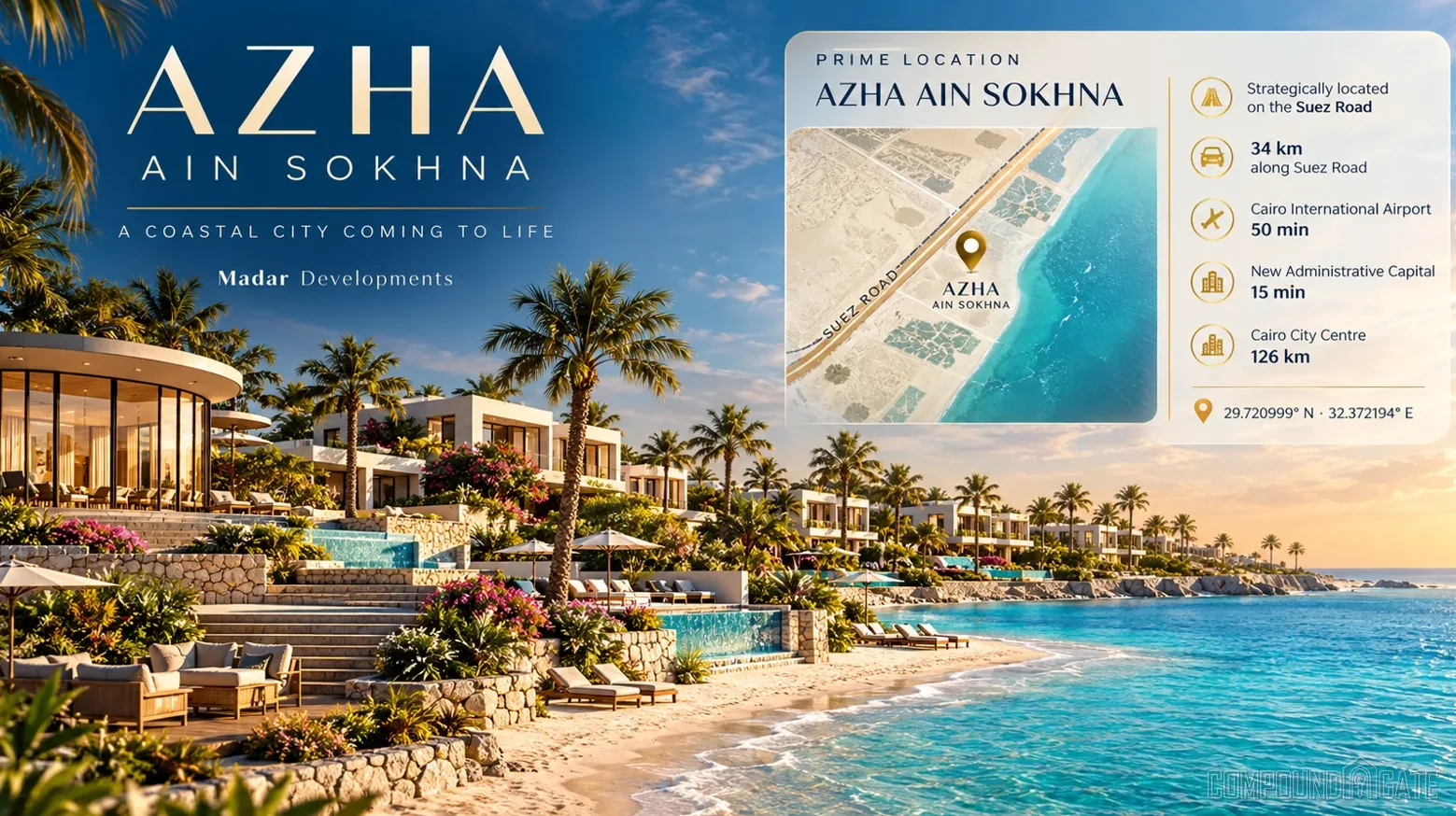 موقع قرية أزها في العين السخنة Azha Location Ain Sokhna