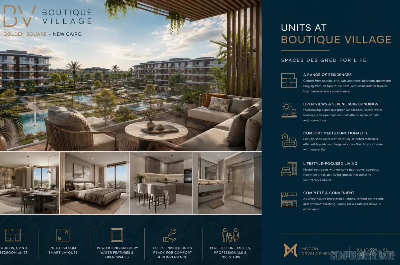 المساحات والوحدات في كمبوند بوتيك فيلدج Units at Boutique Village