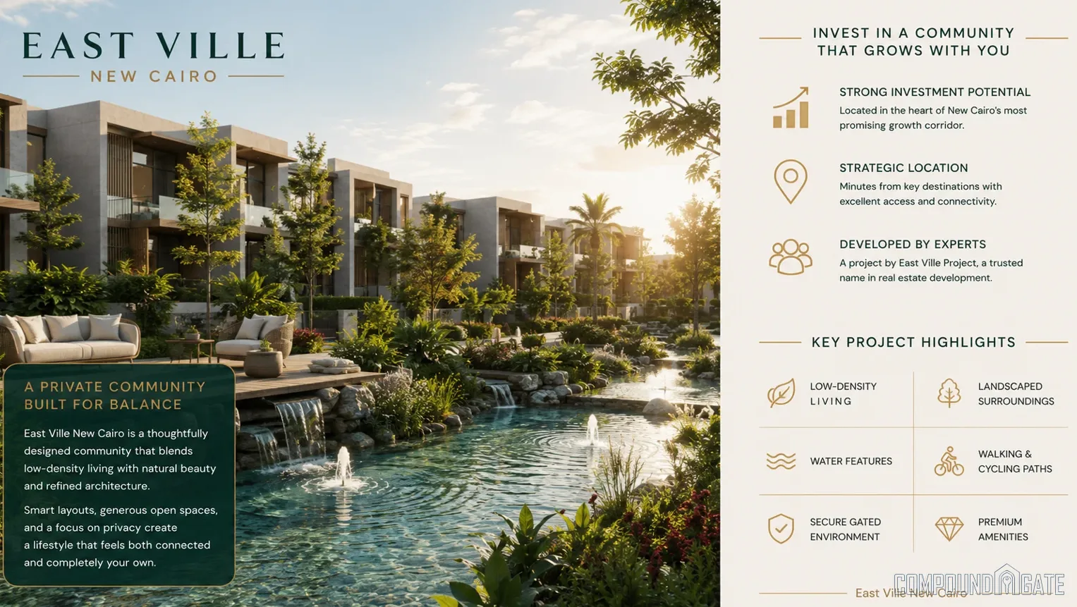 الاستثمار في كمبوند ايست فيل التجمع الخامس East Ville Investment New Cairo