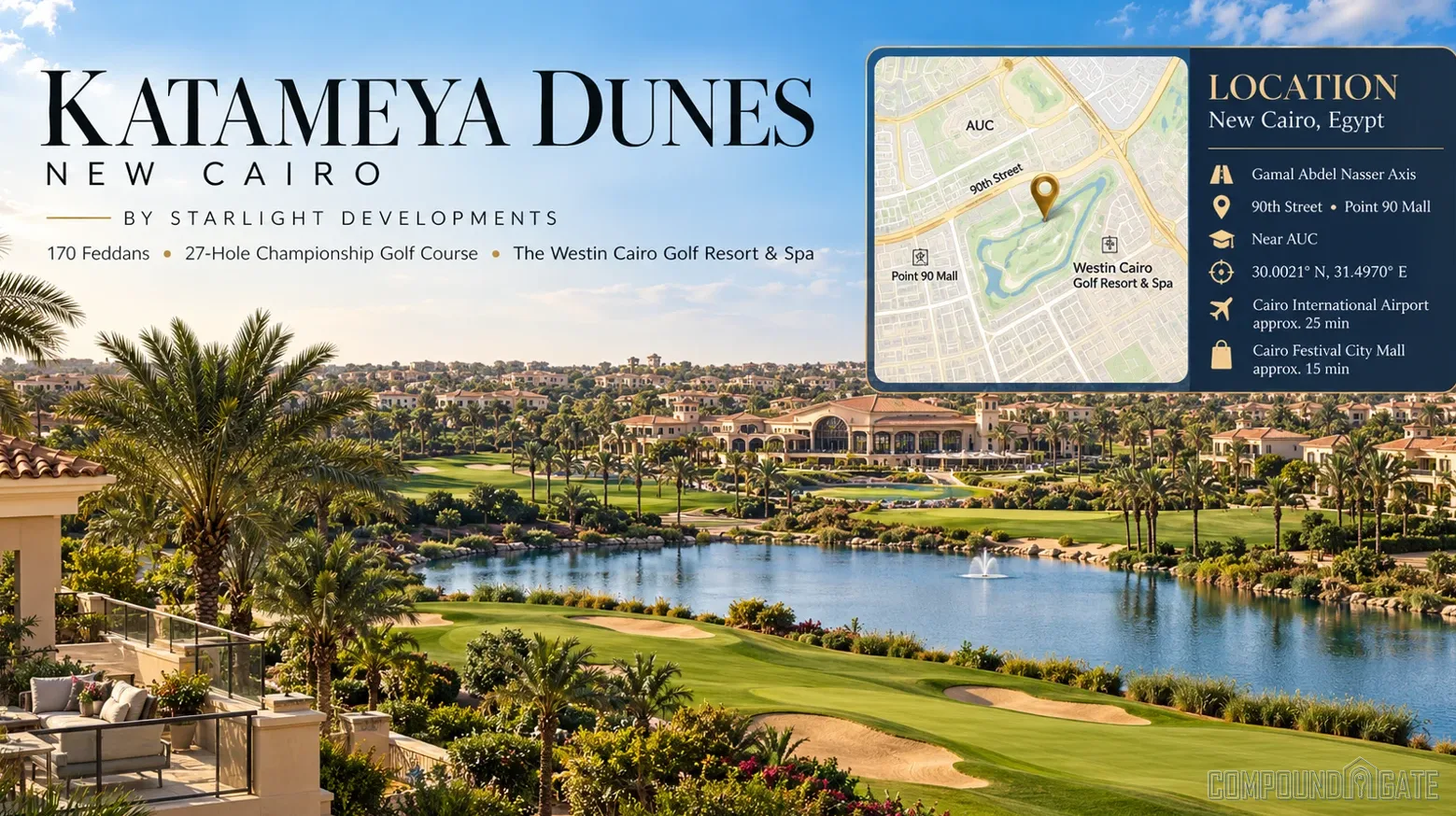 موقع كمبوند القطامية ديونز Katameya Dunes Location New Cairo