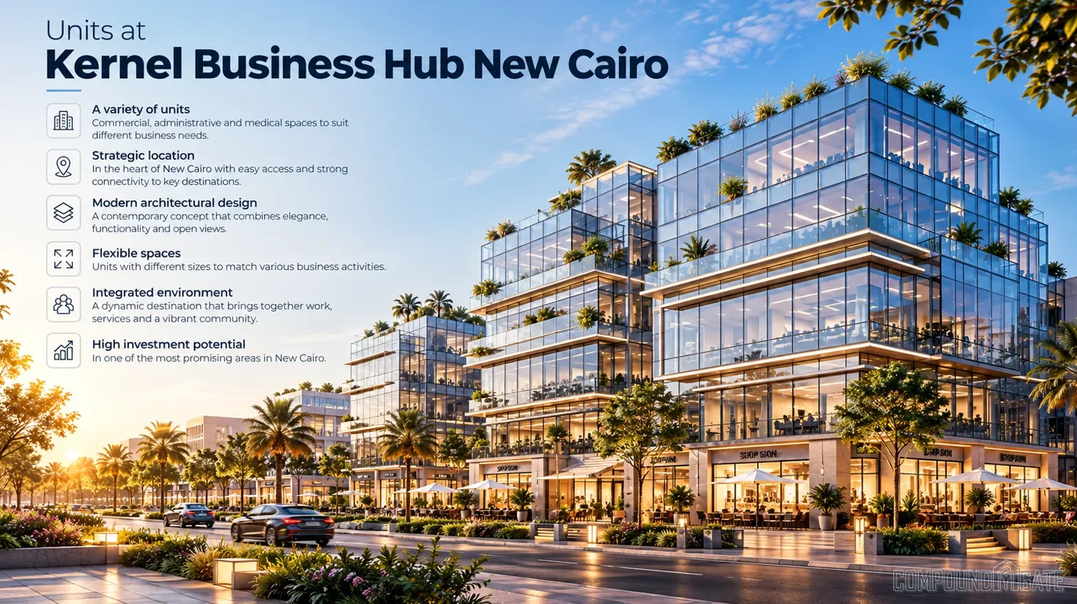 ما هي أنواع الوحدات في مول كيرنل بيزنس هب؟ Units at Kernel Business Hub New Cairo