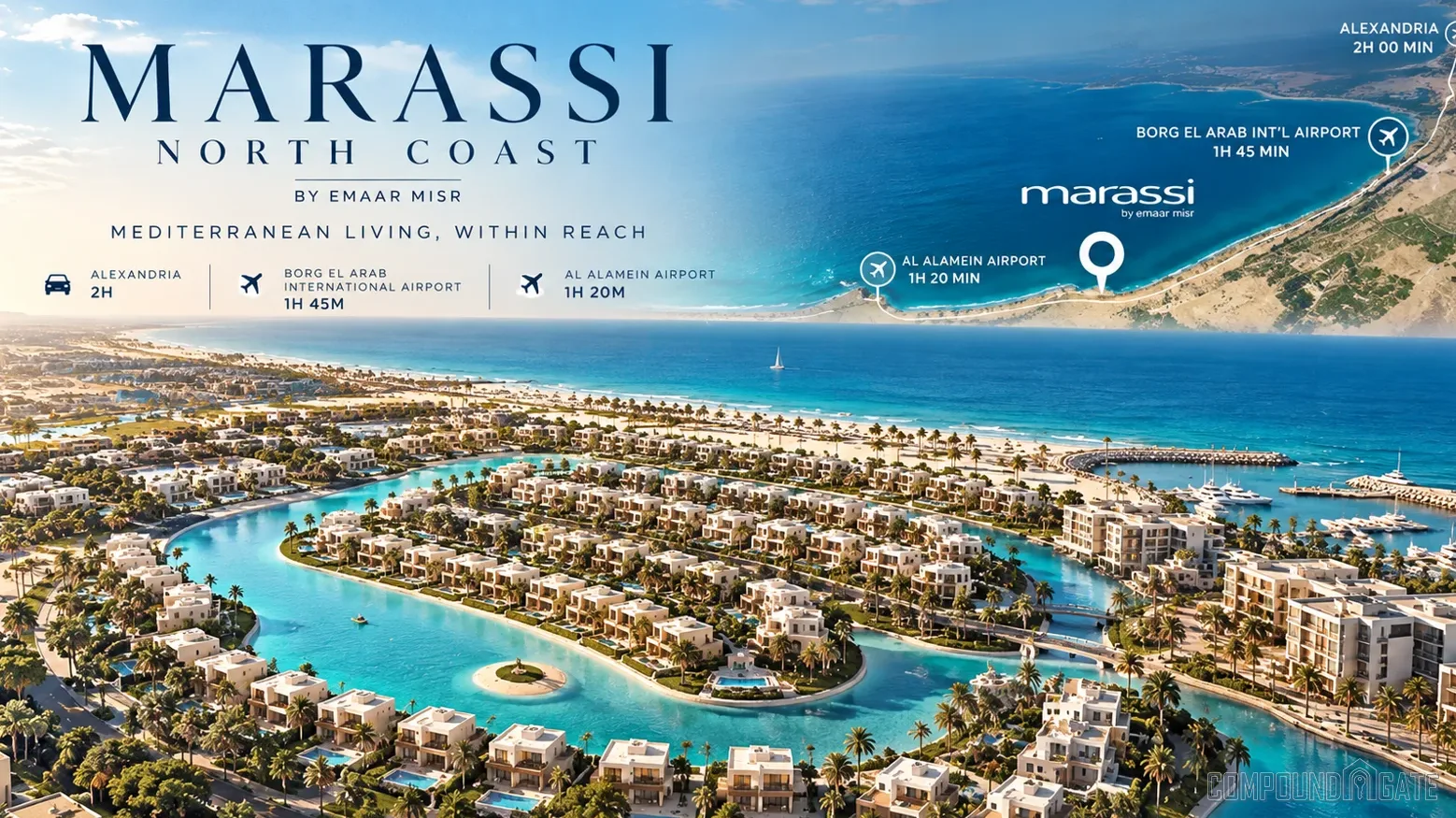 موقع قرية مراسي سيدي عبد الرحمن Marassi Location North Coast