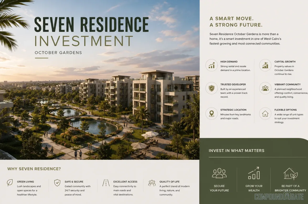الاستثمار في كمبوند سيفين ريزيدنس Seven Residence Investment October Gardens