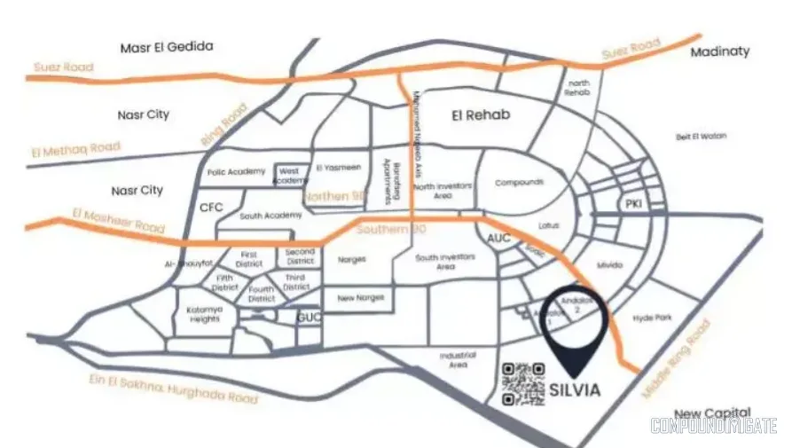 أين يقع كمبوند سيلفيا في التجمع الخامس؟ Silvia New Cairo Location
