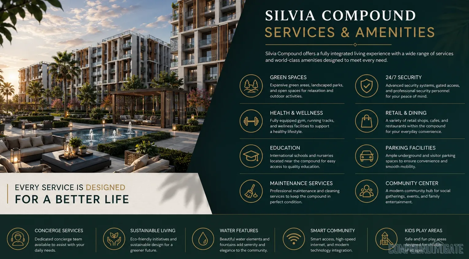 خدمات ومرافق مشروع سيلفيا Silvia Compound Services