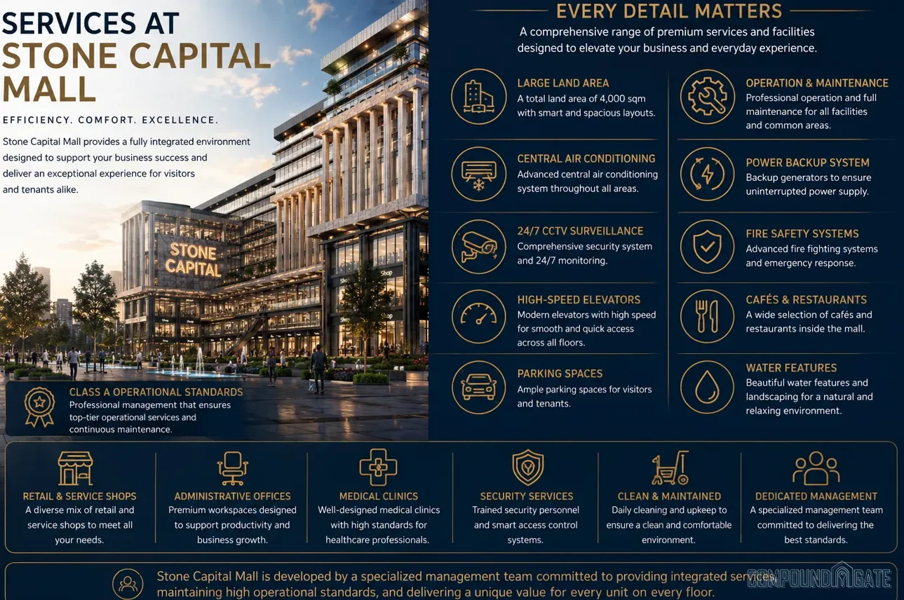خدمات ومرافق مول ستون كابيتال Services at Stone Capital Mall