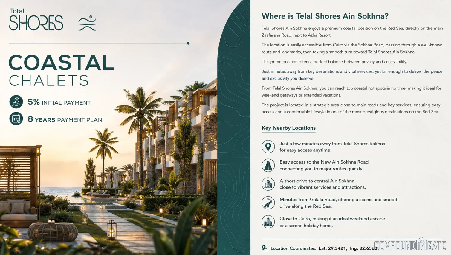 Where is Telal Shores Village located in Ain Sokhna?