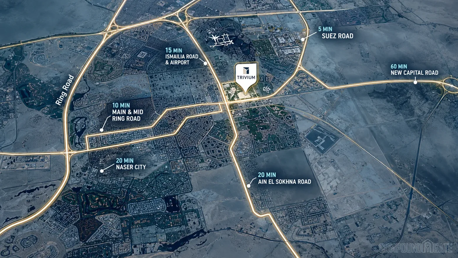 أين يقع مول تريفيوم التجمع الخامس بالضبط؟ Trivium Mall New Cairo Location